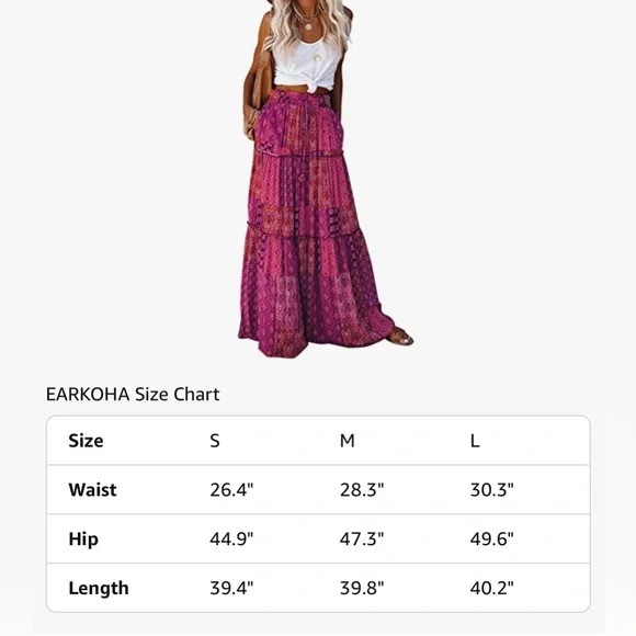 🌸NEW Women’s Bohemian Pink Maxi Skirt Size Small Without Tags. - Picture 5 of 5